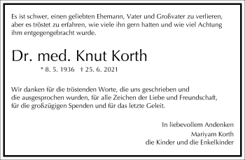 Traueranzeige von Knut Korth von Frankfurter Allgemeine Zeitung