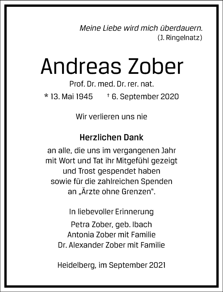  Traueranzeige für Andreas Zober vom 04.09.2021 aus Frankfurter Allgemeine Zeitung