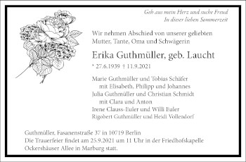 Traueranzeige von Erika Guthmüller von Frankfurter Allgemeine Zeitung
