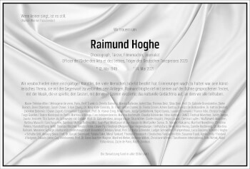 Traueranzeige von Raimund Hoghe von Frankfurter Allgemeine Zeitung
