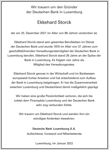 Traueranzeige von Ekkehard Storck von Frankfurter Allgemeine Zeitung