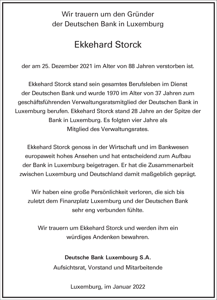  Traueranzeige für Ekkehard Storck vom 08.01.2022 aus Frankfurter Allgemeine Zeitung