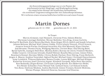 Traueranzeige von Martin Dornes von Frankfurter Allgemeine Zeitung