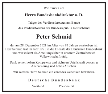 Traueranzeige von Peter Schmid von Frankfurter Allgemeine Zeitung