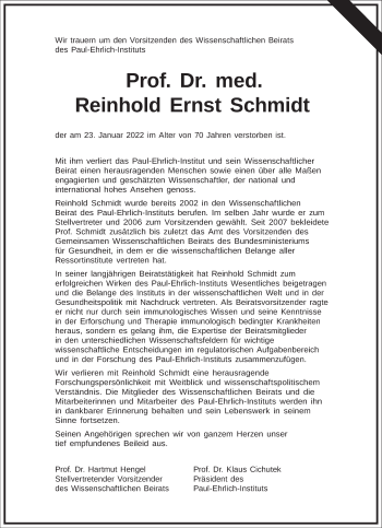 Traueranzeige von Reinhold E. Schmidt von Frankfurter Allgemeine Zeitung