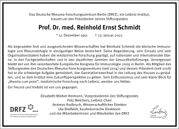 Traueranzeige von Reinhold Ernst Schmidt von Frankfurter Allgemeine Zeitung