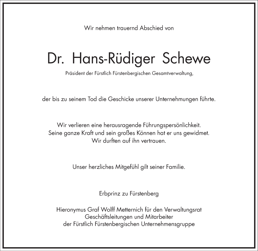  Traueranzeige für Hans-Rüdiger Schewe vom 23.11.2022 aus Frankfurter Allgemeine Zeitung