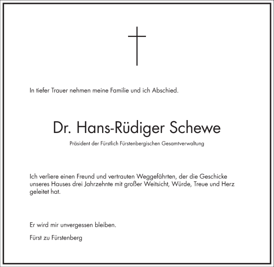 Traueranzeige von Hans-Rüdiger Schewe von Frankfurter Allgemeine Zeitung