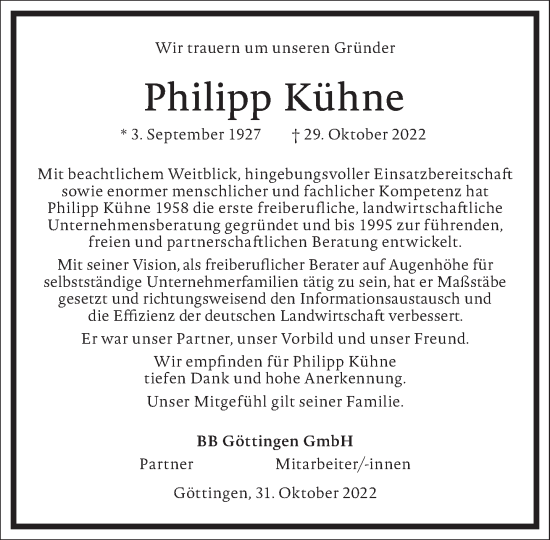 Traueranzeige von Philipp Kühne von Frankfurter Allgemeine Zeitung