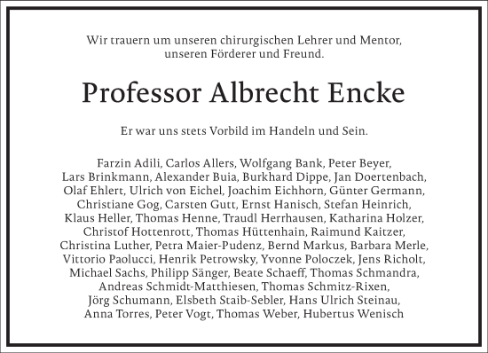 Traueranzeige von Albrecht Encke von Frankfurter Allgemeine Zeitung