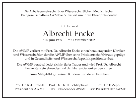 Traueranzeige von Albrecht Encke von Frankfurter Allgemeine Zeitung