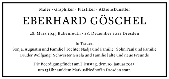 Traueranzeige von Eberhard Göschel von Frankfurter Allgemeine Zeitung