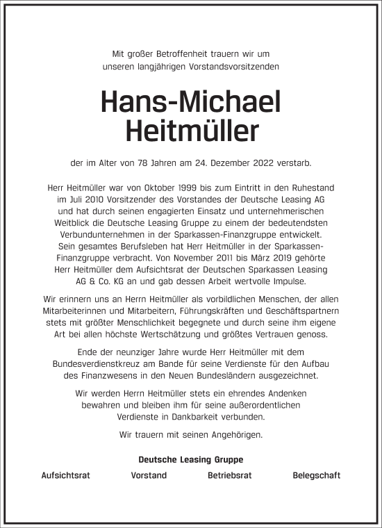 Traueranzeige von Hans-Michael Heitmüller von Frankfurter Allgemeine Zeitung