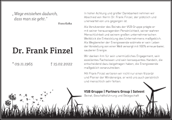 Traueranzeige von Frank Finzel von Frankfurter Allgemeine Zeitung