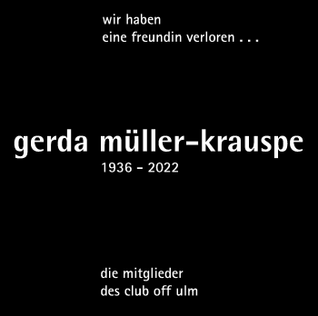 Traueranzeige von Gerda Müller-Krauspe von Frankfurter Allgemeine Zeitung