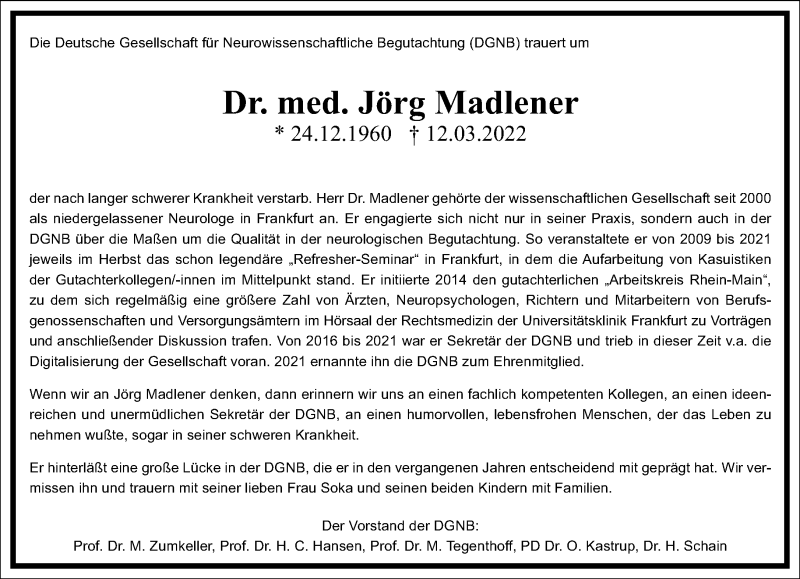  Traueranzeige für Jörg Madlener vom 22.03.2022 aus Frankfurter Allgemeine Zeitung