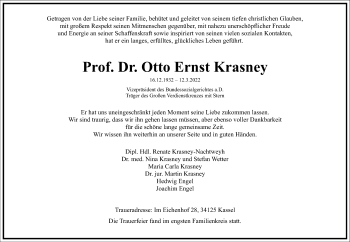 Traueranzeige von Otto Ernst Krasney von Frankfurter Allgemeine Zeitung