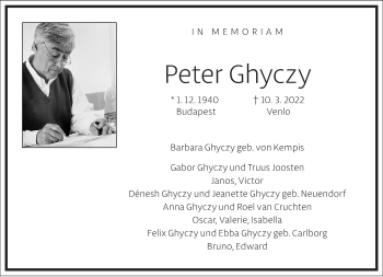 Traueranzeige von Peter Ghyczy von Frankfurter Allgemeine Zeitung