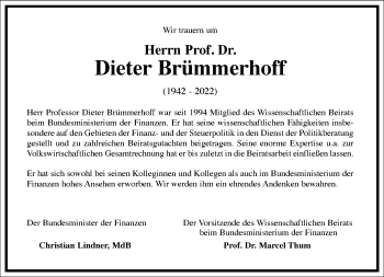 Traueranzeige von Dieter Brümmerhoff von Frankfurter Allgemeine Zeitung