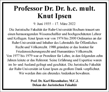 Traueranzeige von Knut Ipsen von Frankfurter Allgemeine Zeitung