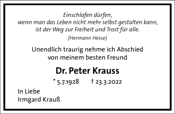 Traueranzeige von Peter Krauss von Frankfurter Allgemeine Zeitung