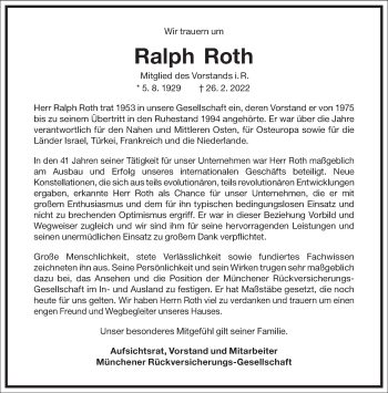 Traueranzeige von Ralph Roth von Frankfurter Allgemeine Zeitung