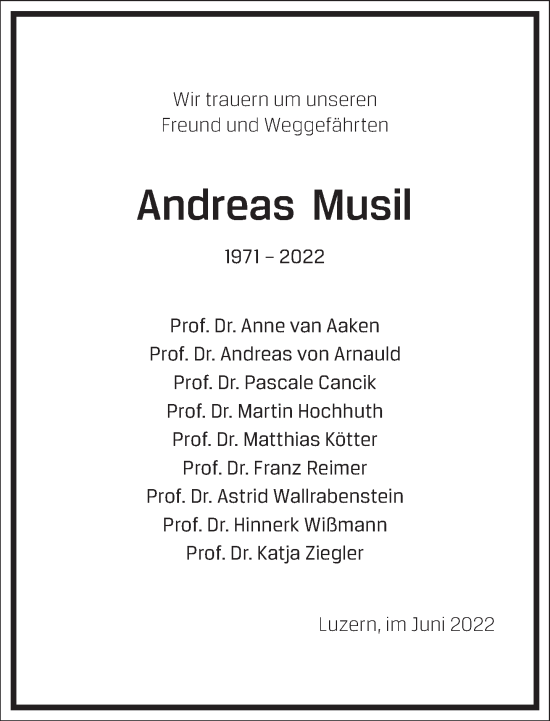 Traueranzeige von Andreas Musil von Frankfurter Allgemeine Zeitung