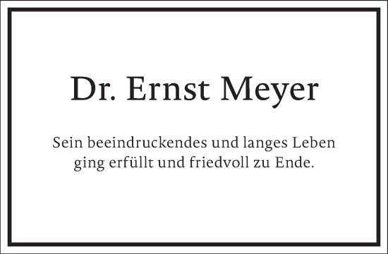 Traueranzeige von Ernst Meyer von Frankfurter Allgemeine Zeitung