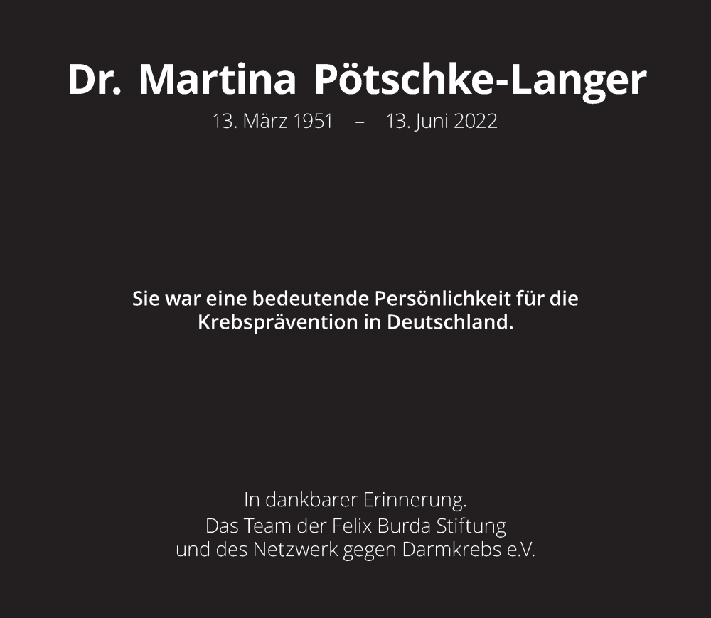  Traueranzeige für Martina Pötschke-Langer vom 30.07.2022 aus Frankfurter Allgemeine Zeitung