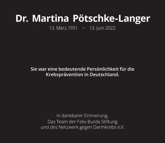 Traueranzeige von Martina Pötschke-Langer von Frankfurter Allgemeine Zeitung
