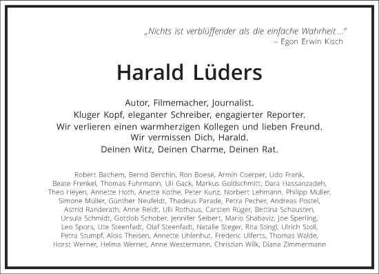 Traueranzeige von Harald Lüders von Frankfurter Allgemeine Zeitung
