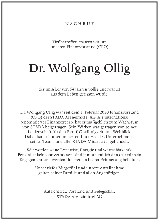 Traueranzeige von Wolfgang Ollig von Frankfurter Allgemeine Zeitung