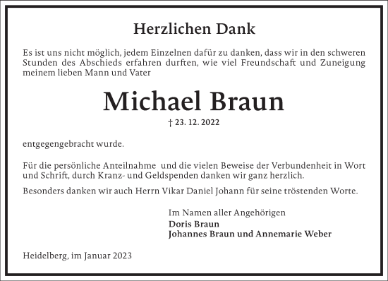 Traueranzeige von Michael Braun von Frankfurter Allgemeine Zeitung