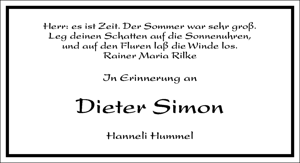 Traueranzeige für Dieter Simon vom 18.11.2023 aus Frankfurter Allgemeine Zeitung