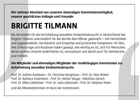 Traueranzeige von Brigitte Tilmann von Frankfurter Allgemeine Zeitung