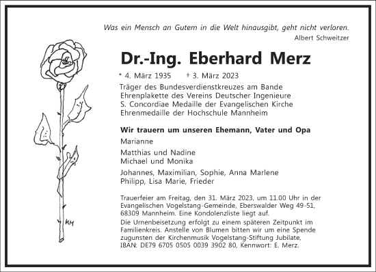 Traueranzeige von Eberhard Merz von Frankfurter Allgemeine Zeitung