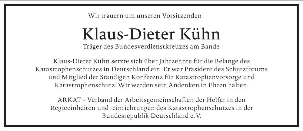  Traueranzeige für Klaus-Dieter Kühn vom 18.03.2023 aus Frankfurter Allgemeine Zeitung