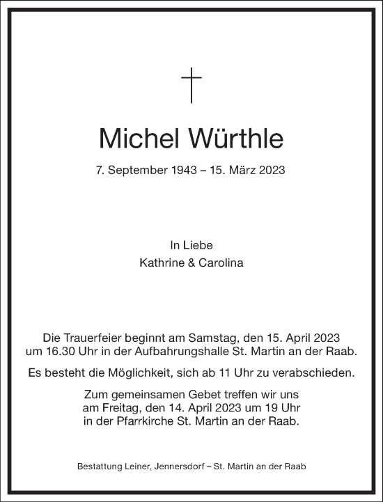 Traueranzeige von Michel Würthle von Frankfurter Allgemeine Zeitung