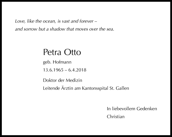 Traueranzeige von Petra Otto von Frankfurter Allgemeine Zeitung