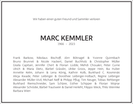 Traueranzeige von Marc Kemmler von Frankfurter Allgemeine Zeitung