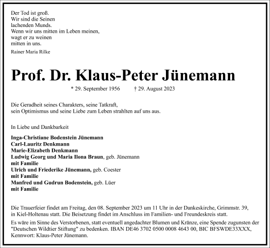 Traueranzeige von Klaus-Peter Jünemann von Frankfurter Allgemeine Zeitung