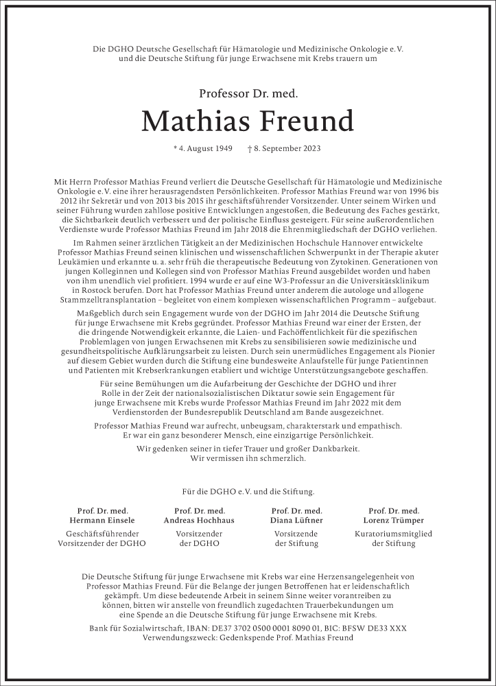  Traueranzeige für Mathias Freund vom 16.09.2023 aus Frankfurter Allgemeine Zeitung