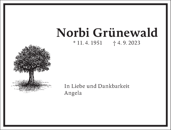 Traueranzeige von Norbi Grünewald von Frankfurter Allgemeine Zeitung