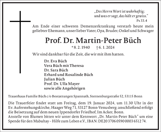 Traueranzeige von Martin-Peter Büch von Frankfurter Allgemeine Zeitung