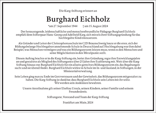 Traueranzeige von Burghard Eichholz von Frankfurter Allgemeine Zeitung