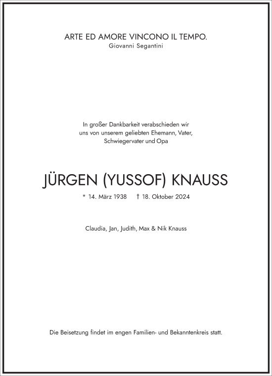 Traueranzeige von Jürgen Knauss von Frankfurter Allgemeine Zeitung