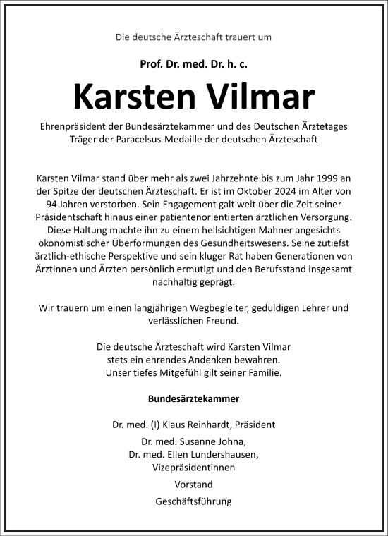 Traueranzeige von Karsten Vilmar von Frankfurter Allgemeine Zeitung