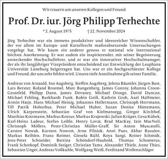 Traueranzeige von Jörg Philipp Terhechte von Frankfurter Allgemeine Zeitung