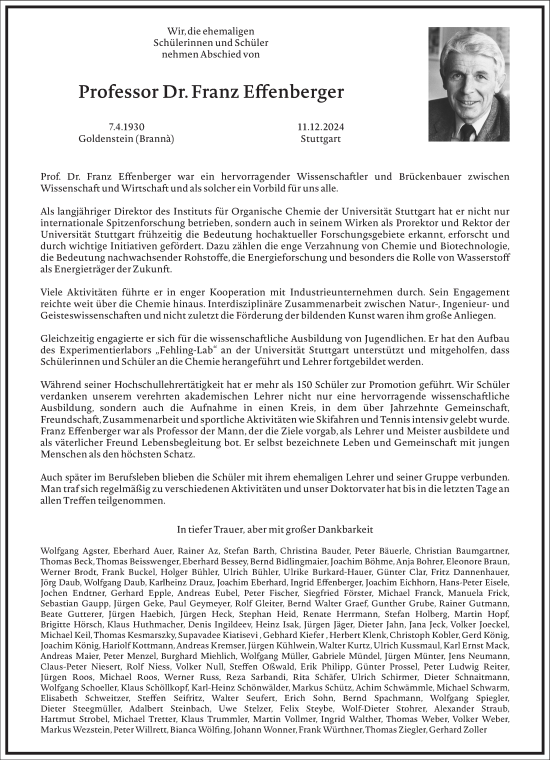 Traueranzeige von Franz Effenberger von Frankfurter Allgemeine Zeitung