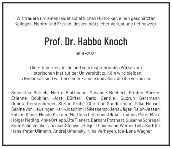 Traueranzeige von Habbo Knoch von Frankfurter Allgemeine Zeitung